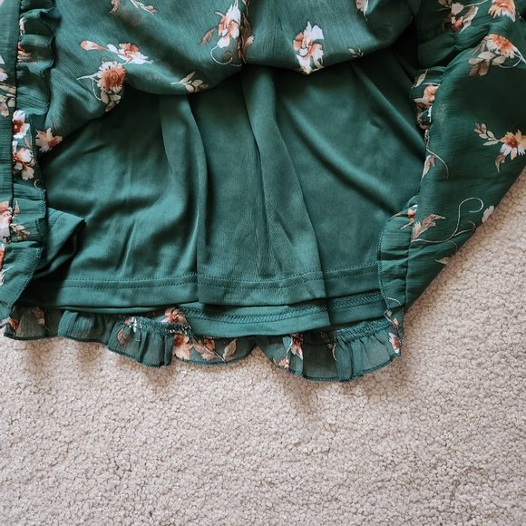 Inspired Hearts Green Floral Ruffle Dress - Picture 11 of 14